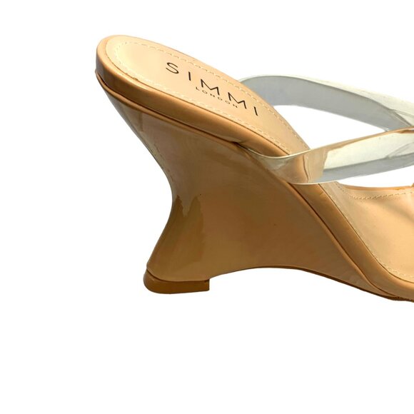 Simmi London Tina Clear Nude Patent Strappy‎ Wedge Sandals NWOB - Picture 5 of 13